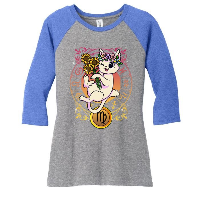 Cat Zodiac Virgo Horoscope Astrology Funny Gift Women's Tri-Blend 3/4-Sleeve Raglan Shirt