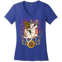 Cat Zodiac Virgo Horoscope Astrology Funny Gift Women's V-Neck T-Shirt