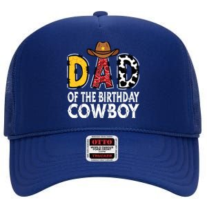 Dad 1st Birthday Cowboy Western Dad Birthday Boy High Crown Mesh Back Trucker Hat