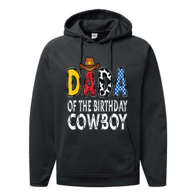 Dada 1st Birthday Cowboy Western Dada Birthday Boy Performance Fleece Hoodie