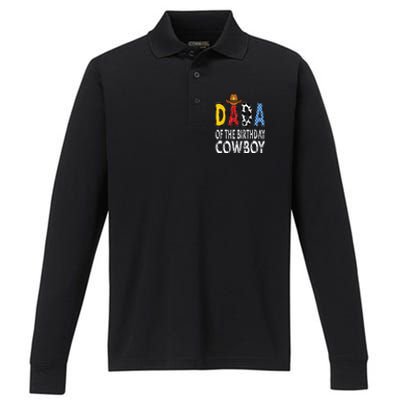 Dada 1st Birthday Cowboy Western Dada Birthday Boy Performance Long Sleeve Polo