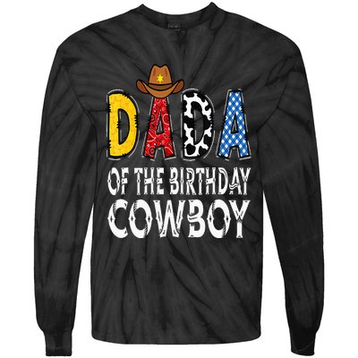 Dada 1st Birthday Cowboy Western Dada Birthday Boy Tie-Dye Long Sleeve Shirt