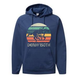 Derby 150th Running Horse Racing Performance Fleece Hoodie