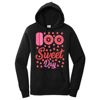Donuts 100 Sweet Days Happy 100th Day Of School Teacher Women's Pullover Hoodie