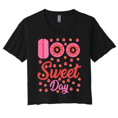 Donuts 100 Sweet Days Happy 100th Day Of School Teacher Crop Top