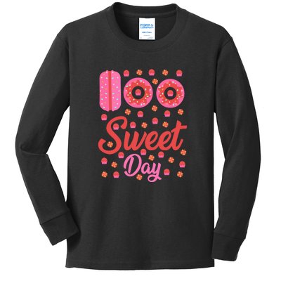 Donuts 100 Sweet Days Happy 100th Day Of School Teacher Kids Long Sleeve Shirt