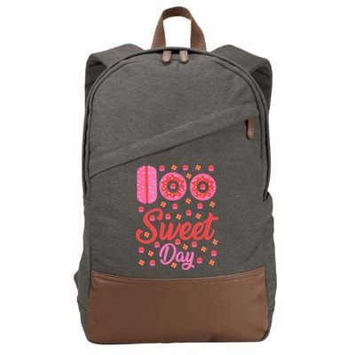 Donuts 100 Sweet Days Happy 100th Day Of School Teacher Cotton Canvas Backpack