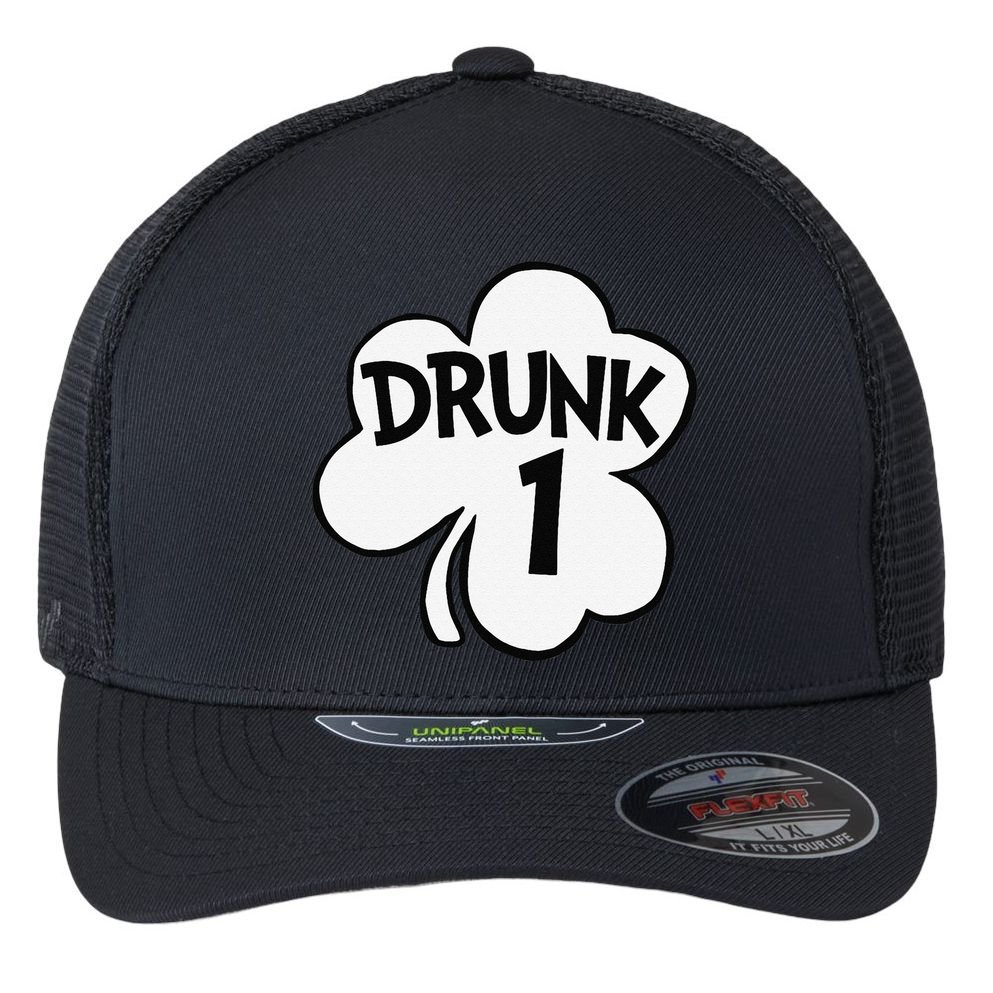 Drunk 1 Saint Patrick's Day Party Group Flexfit Unipanel Trucker Cap