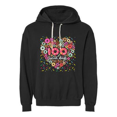 Donuts 100 Sweet Days Happy 100th Day Of School Teacher Garment-Dyed Fleece Hoodie