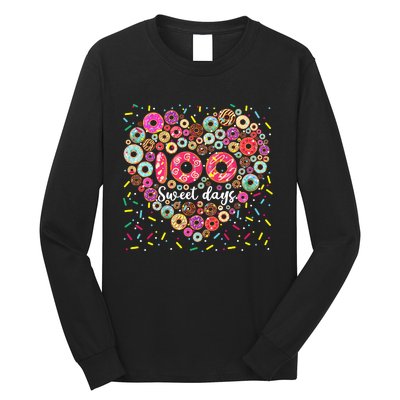 Donuts 100 Sweet Days Happy 100th Day Of School Teacher Long Sleeve Shirt