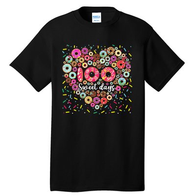 Donuts 100 Sweet Days Happy 100th Day Of School Teacher Tall T-Shirt