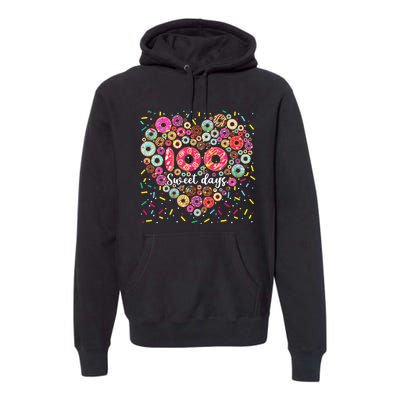 Donuts 100 Sweet Days Happy 100th Day Of School Teacher Premium Hoodie