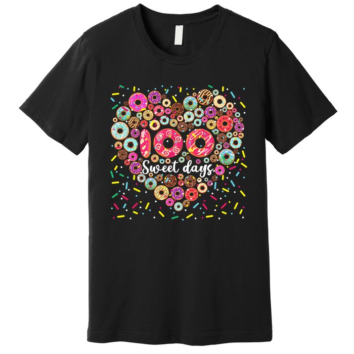 Donuts 100 Sweet Days Happy 100th Day Of School Teacher Premium T-Shirt