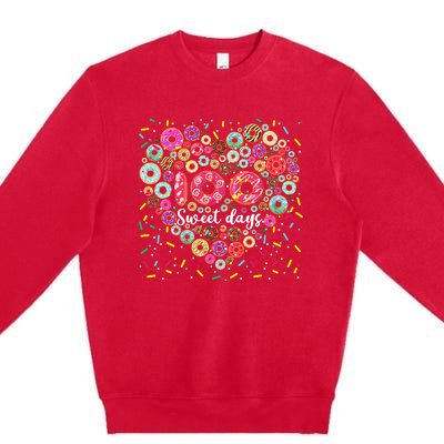 Donuts 100 Sweet Days Happy 100th Day Of School Teacher Premium Crewneck Sweatshirt