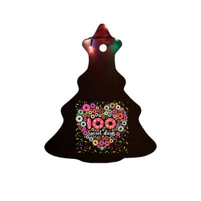 Donuts 100 Sweet Days Happy 100th Day Of School Teacher Ceramic Tree Ornament