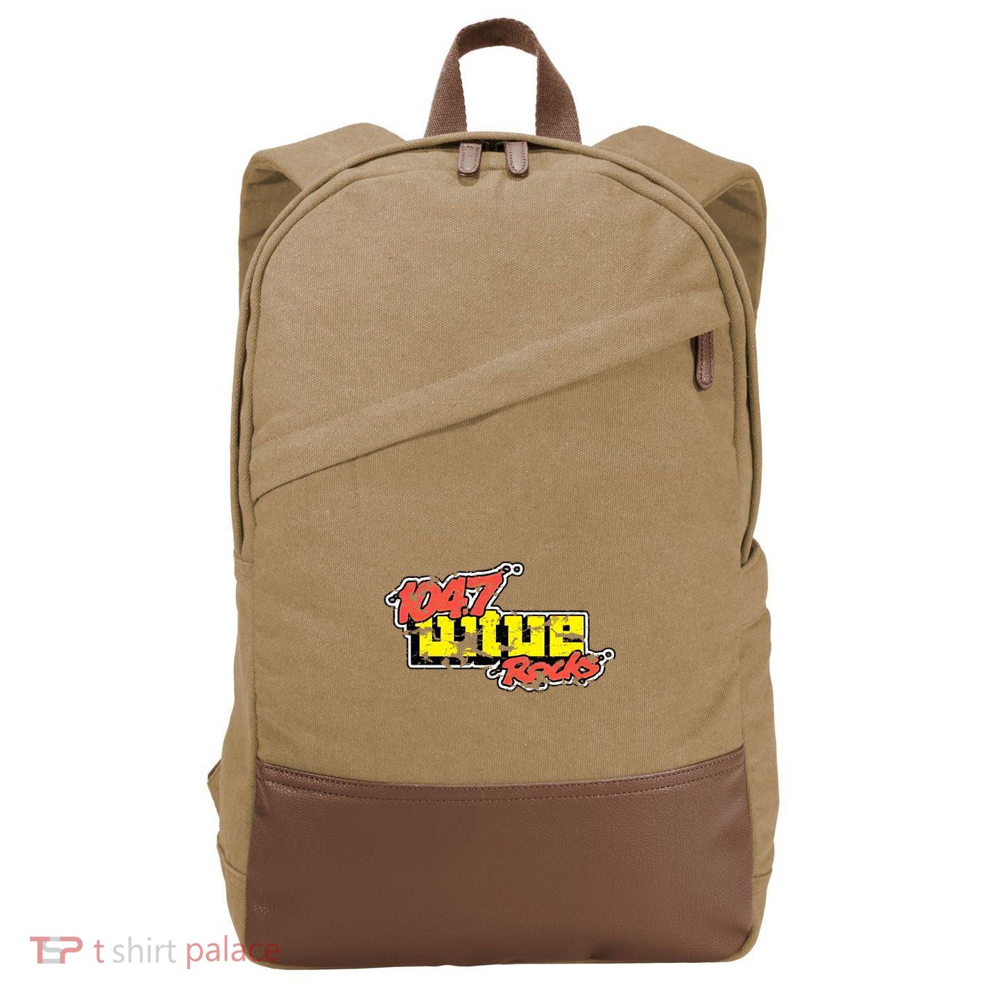 Dayton 1047 Wtue Classic Rock Radio Station Distressed Logo Cotton Canvas Backpack