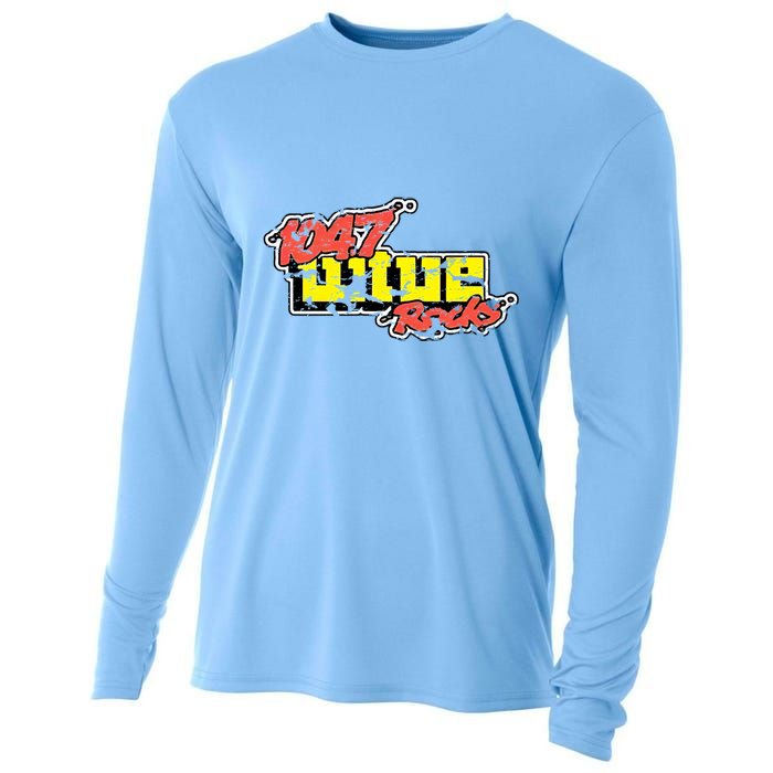 Dayton 1047 Wtue Classic Rock Radio Station Distressed Logo Cooling Performance Long Sleeve Crew