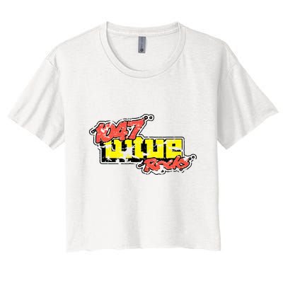 Dayton 1047 Wtue Classic Rock Radio Station Distressed Logo Crop Top