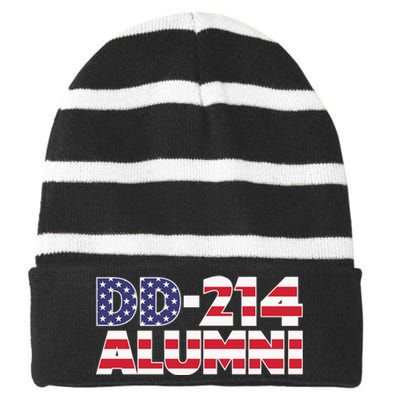 DD 214 Alumni US Flag Striped Beanie with Solid Band