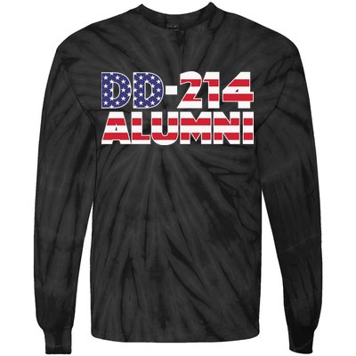 DD 214 Alumni US Flag Tie-Dye Long Sleeve Shirt