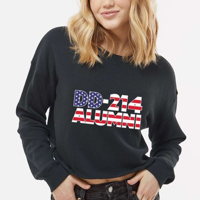 DD 214 Alumni US Flag Cropped Pullover Crew