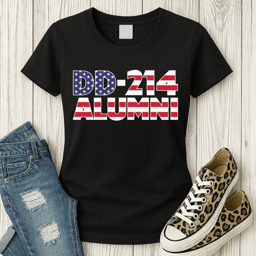 DD 214 Alumni US Flag Womens T-Shirt