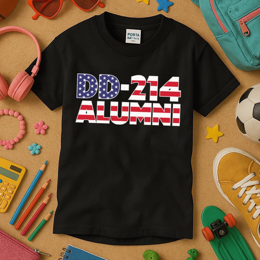 DD 214 Alumni US Flag Kids T-Shirt