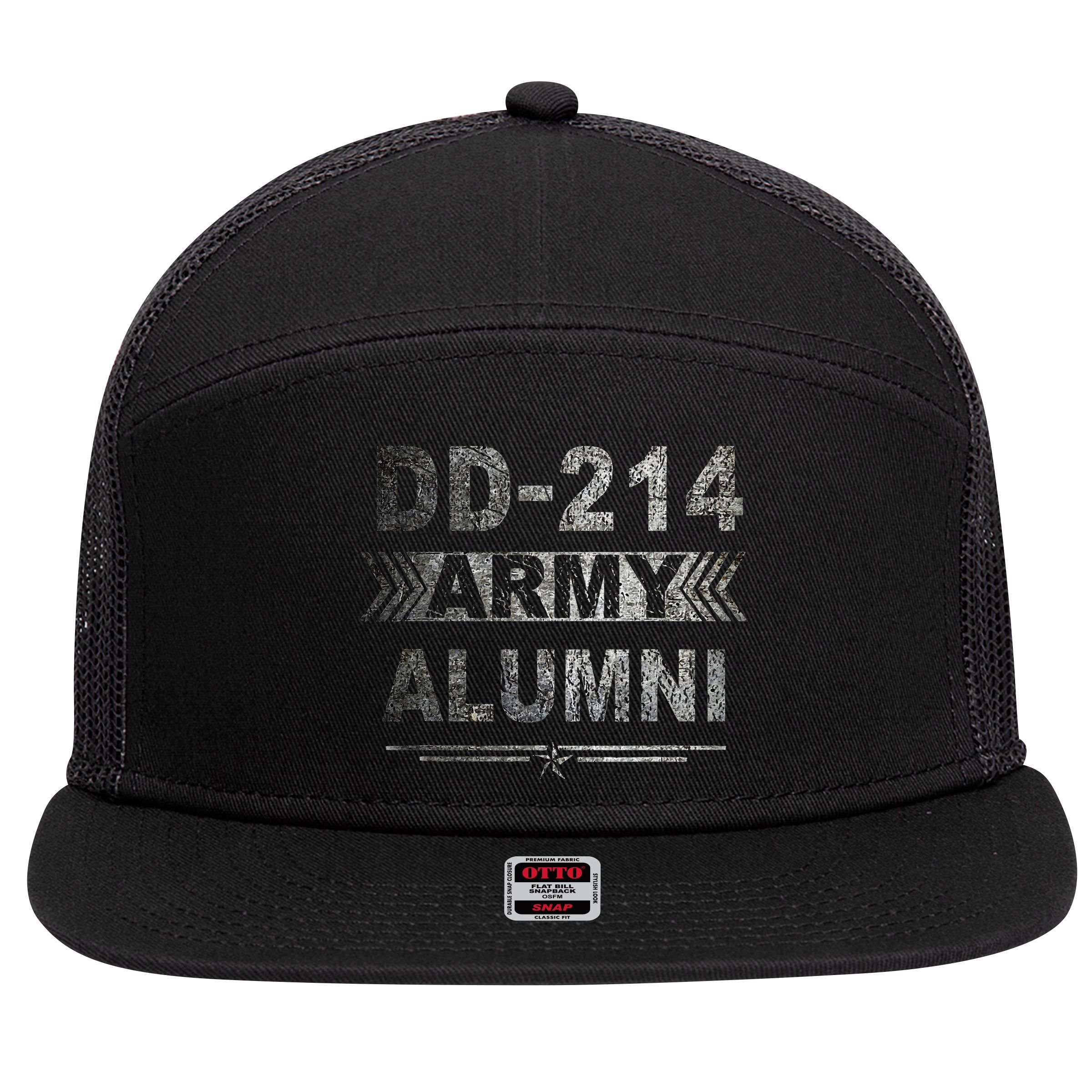 DD 214 Army Alumni Military Veteran Retirement Gifts 7 Panel Mesh Trucker Snapback Hat