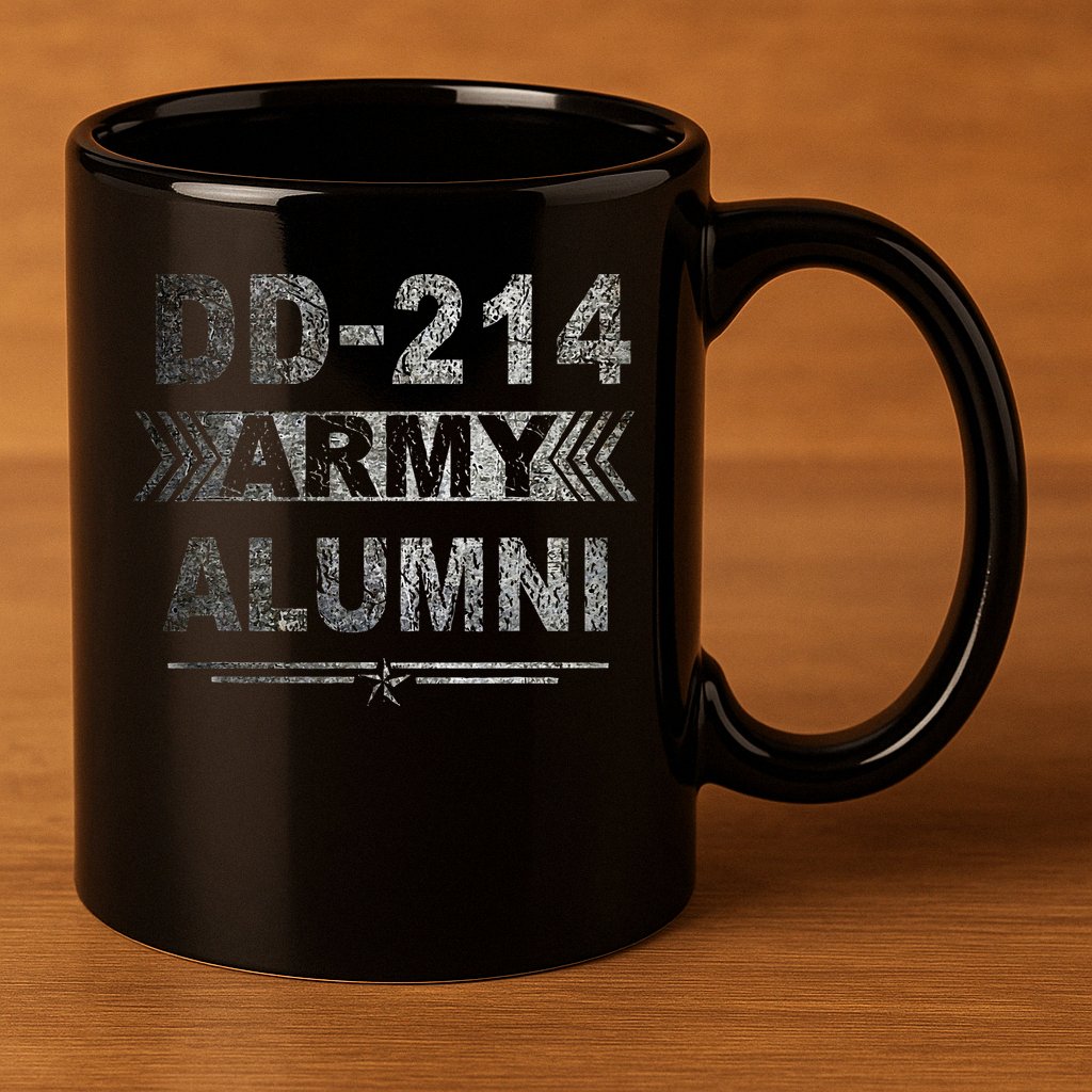 DD 214 Army Alumni Military Veteran Retirement Gifts 11oz C Handle Ceramic Mug
