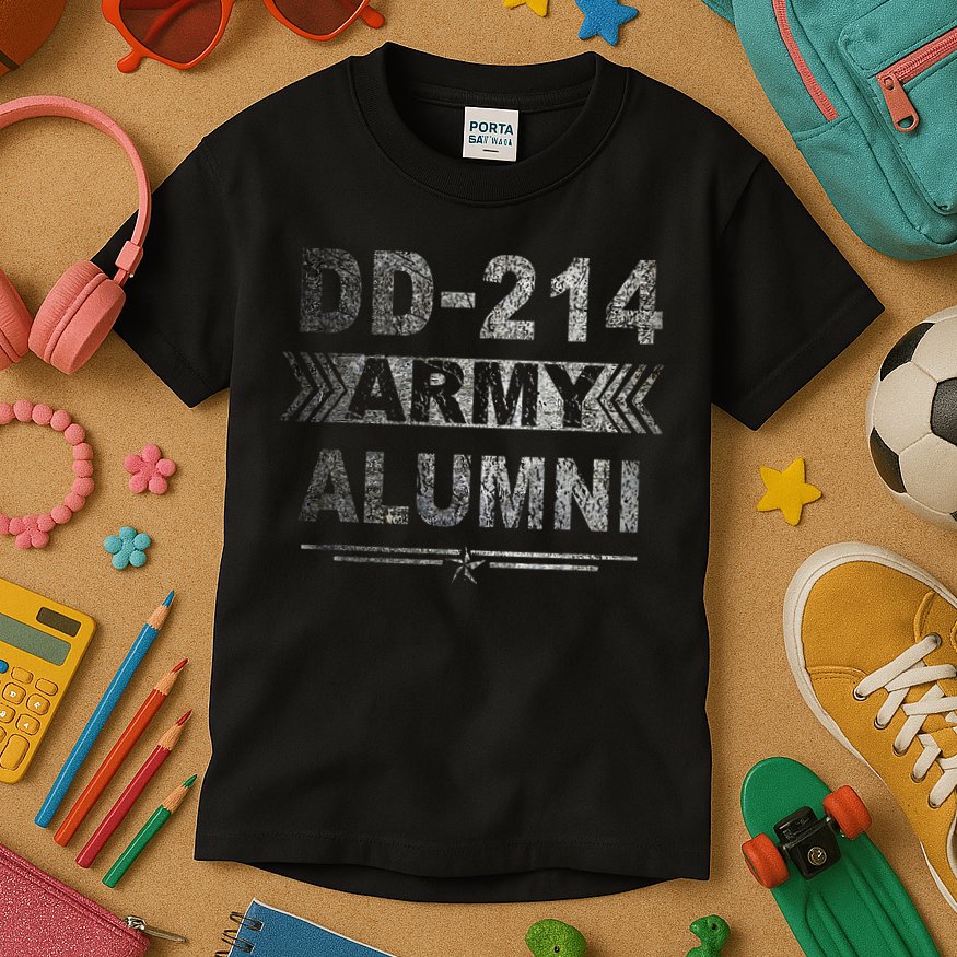 DD 214 Army Alumni Military Veteran Retirement Gifts Kids T-Shirt