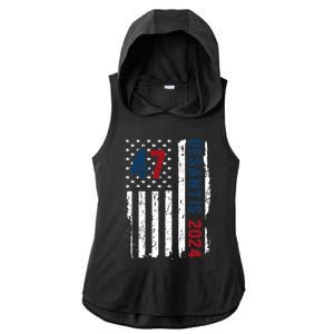 DeSantis 2024 American Flag For President Ron DeSantis 2024 Ladies PosiCharge Tri-Blend Wicking Draft Hoodie Tank