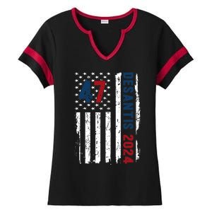 DeSantis 2024 American Flag For President Ron DeSantis 2024 Ladies Halftime Notch Neck Tee