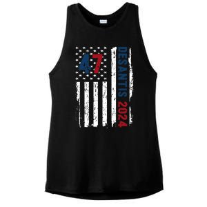 DeSantis 2024 American Flag For President Ron DeSantis 2024 Ladies PosiCharge Tri-Blend Wicking Tank