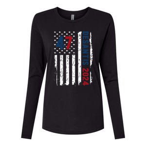 DeSantis 2024 American Flag For President Ron DeSantis 2024 Womens Cotton Relaxed Long Sleeve T-Shirt