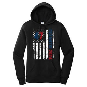 DeSantis 2024 American Flag For President Ron DeSantis 2024 Women's Pullover Hoodie