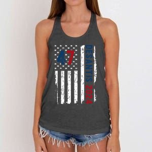 DeSantis 2024 American Flag For President Ron DeSantis 2024 Women's Knotted Racerback Tank