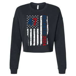 DeSantis 2024 American Flag For President Ron DeSantis 2024 Cropped Pullover Crew