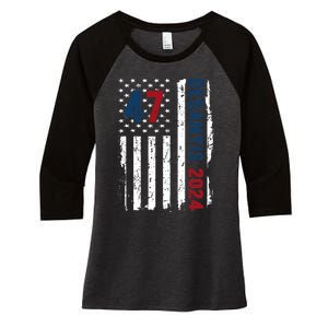 DeSantis 2024 American Flag For President Ron DeSantis 2024 Women's Tri-Blend 3/4-Sleeve Raglan Shirt