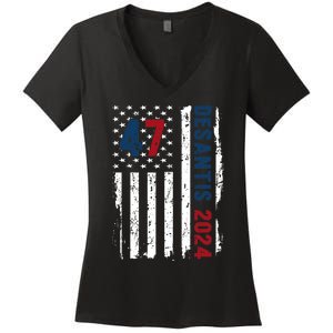 DeSantis 2024 American Flag For President Ron DeSantis 2024 Women's V-Neck T-Shirt