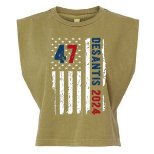 DeSantis 2024 American Flag For President Ron DeSantis 2024 Garment-Dyed Women's Muscle Tee