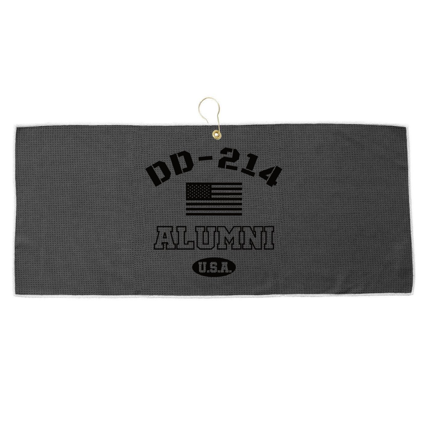 DD 214 Alumni American Flag Large Microfiber Waffle Golf Towel