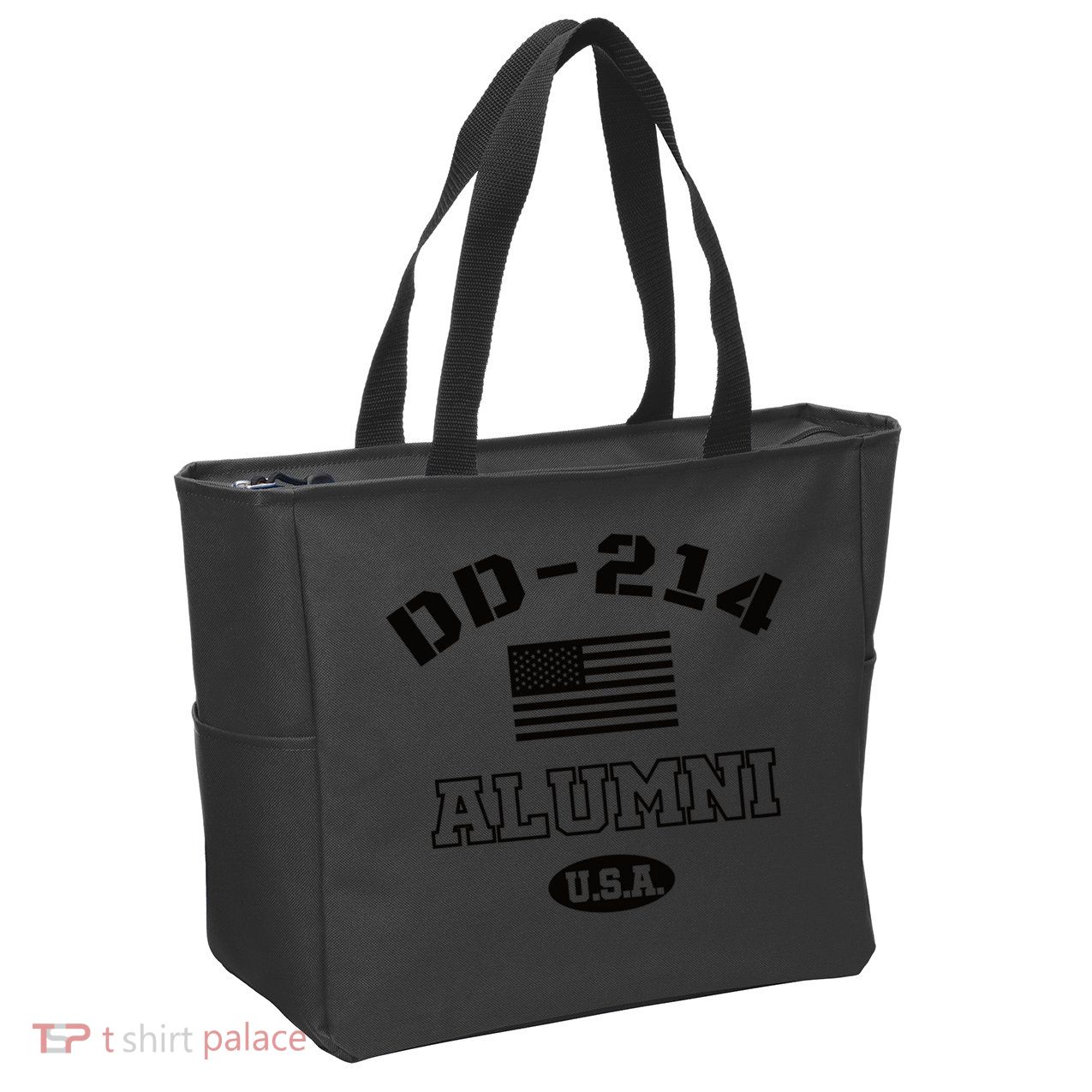 DD 214 Alumni American Flag Zip Tote Bag