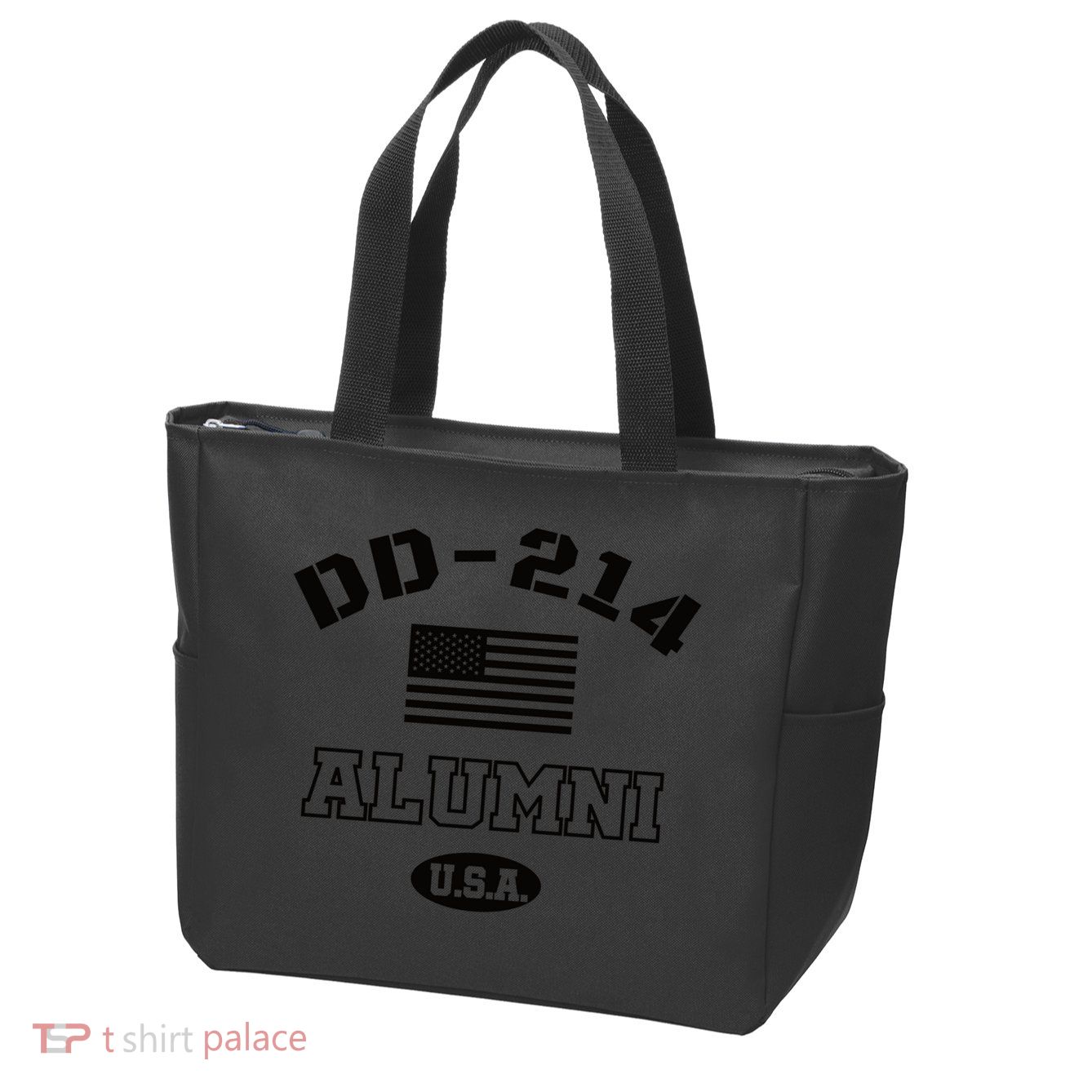 DD 214 Alumni American Flag Zip Tote Bag