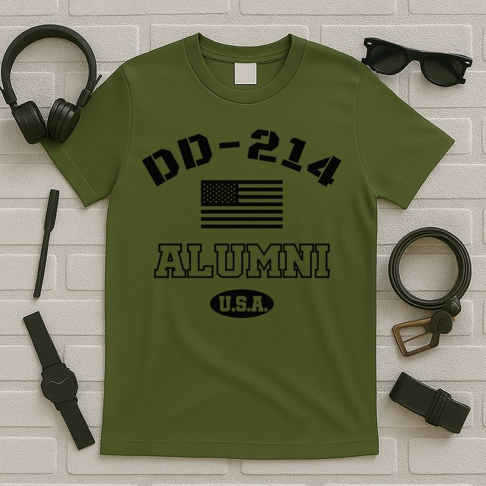 DD 214 Alumni American Flag T-Shirt
