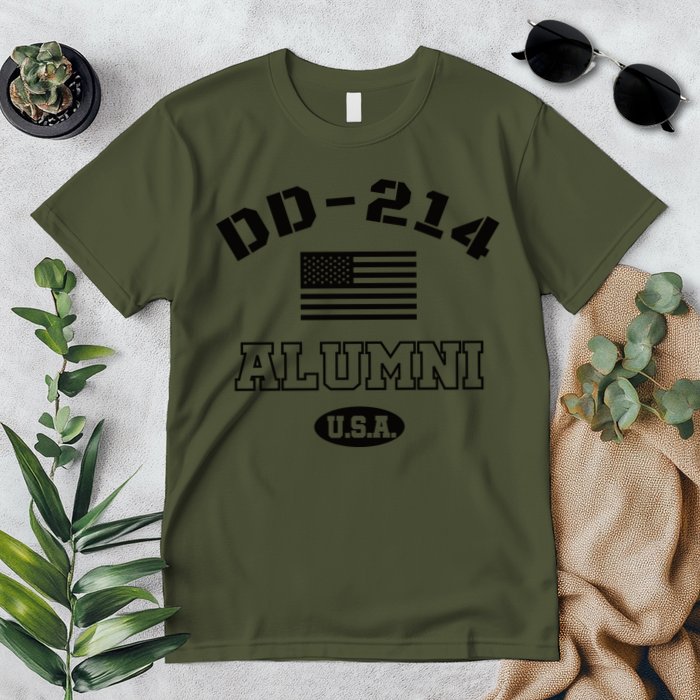 DD 214 Alumni American Flag Premium T-Shirt