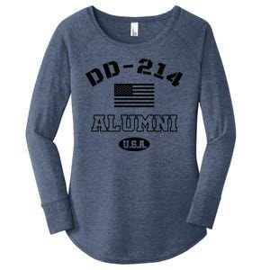 DD 214 Alumni American Flag Women's Perfect Tri Tunic Long Sleeve Shirt