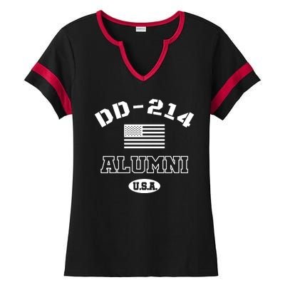 DD 214 Alumni American Flag Ladies Halftime Notch Neck Tee