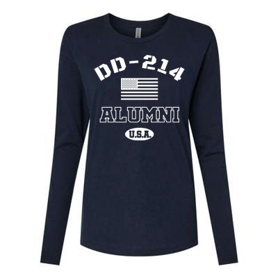 DD 214 Alumni American Flag Womens Cotton Relaxed Long Sleeve T-Shirt