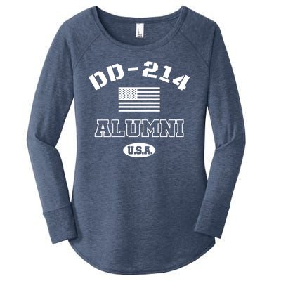 DD 214 Alumni American Flag Women's Perfect Tri Tunic Long Sleeve Shirt