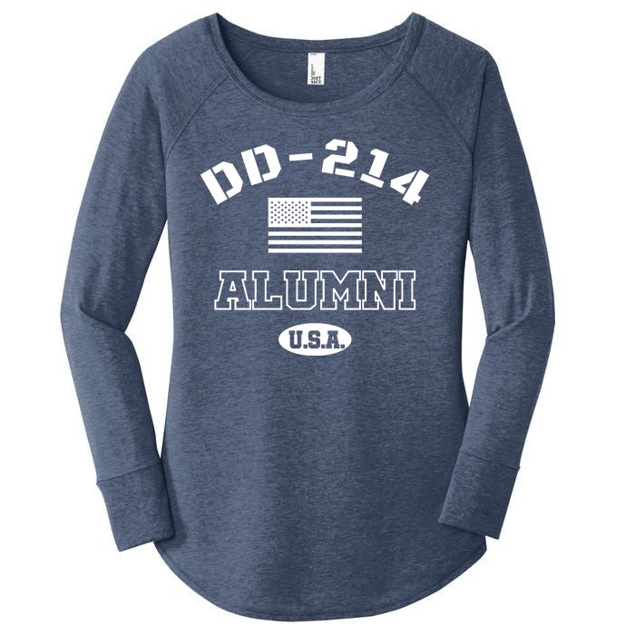 DD 214 Alumni American Flag Women's Perfect Tri Tunic Long Sleeve Shirt